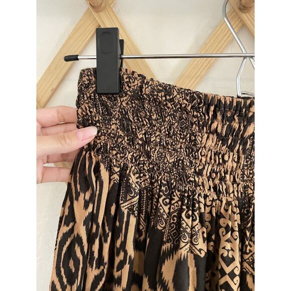 Bohemian Pants Harem Indonesia Brown OS Wide Legs Pockets - Picture 6 of 8